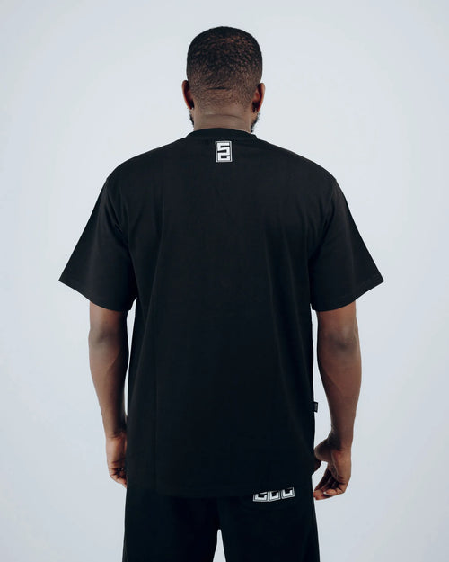 Red Gradient Grid T-Shirt in Black