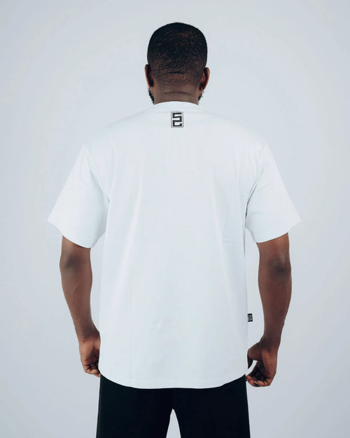 Red Gradient Grid T-Shirt in White