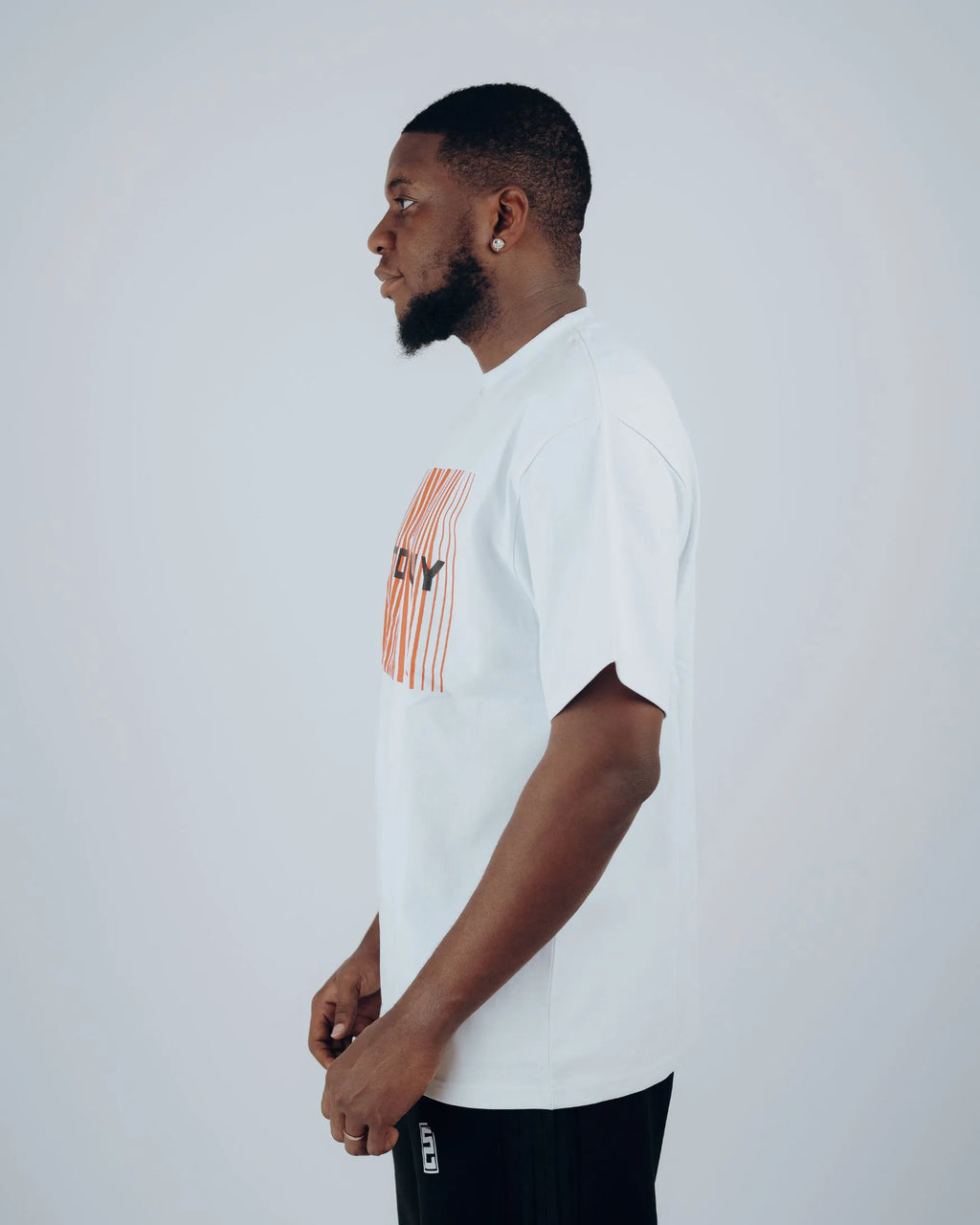 Red Gradient Grid T-Shirt in White