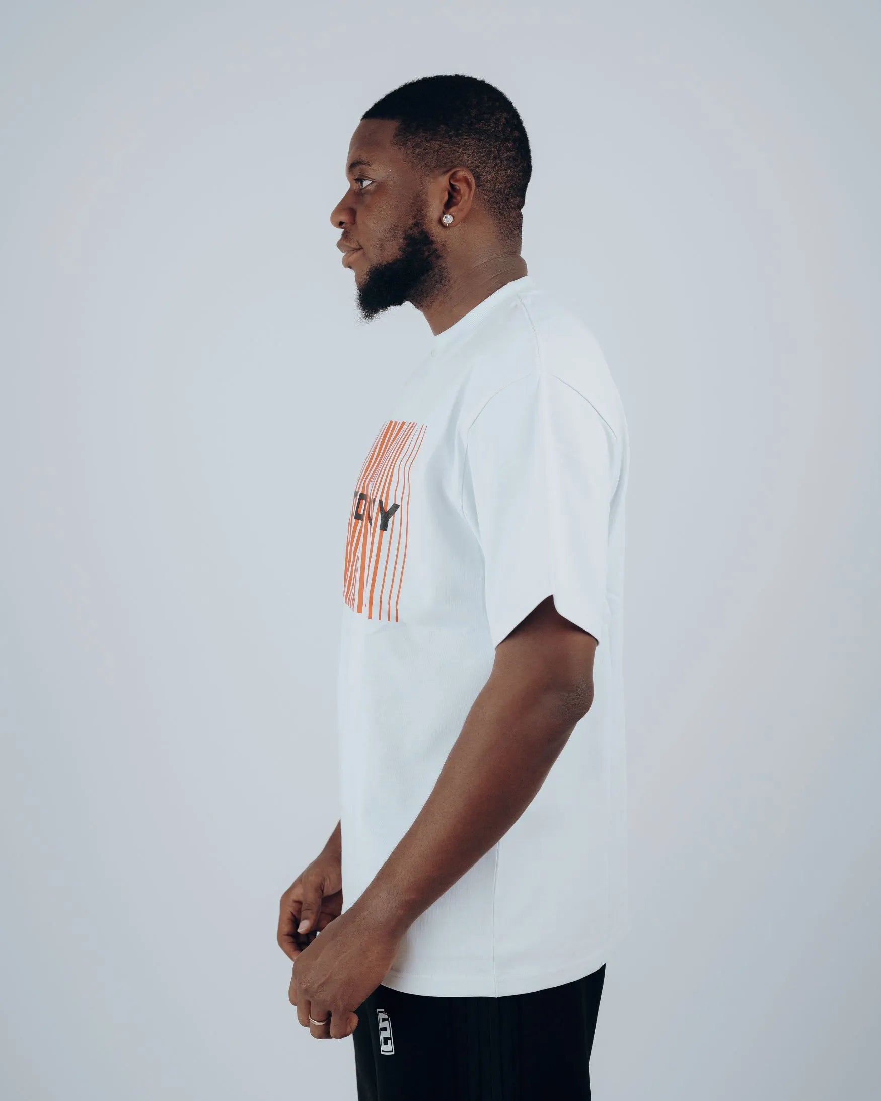 Red Gradient Grid T-Shirt in White