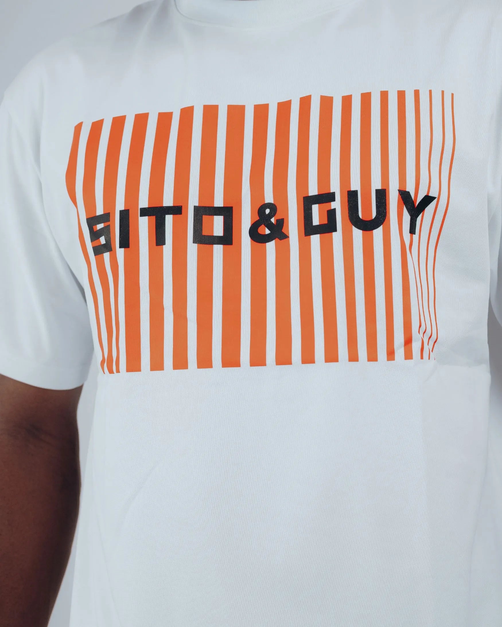 Red Gradient Grid T-Shirt in White