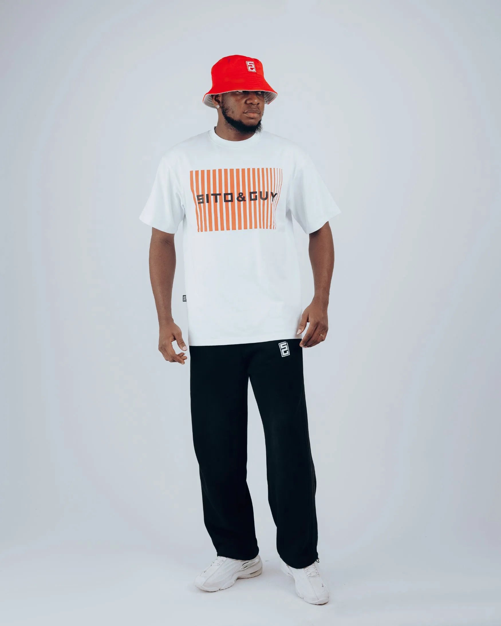 Red Gradient Grid T-Shirt in White