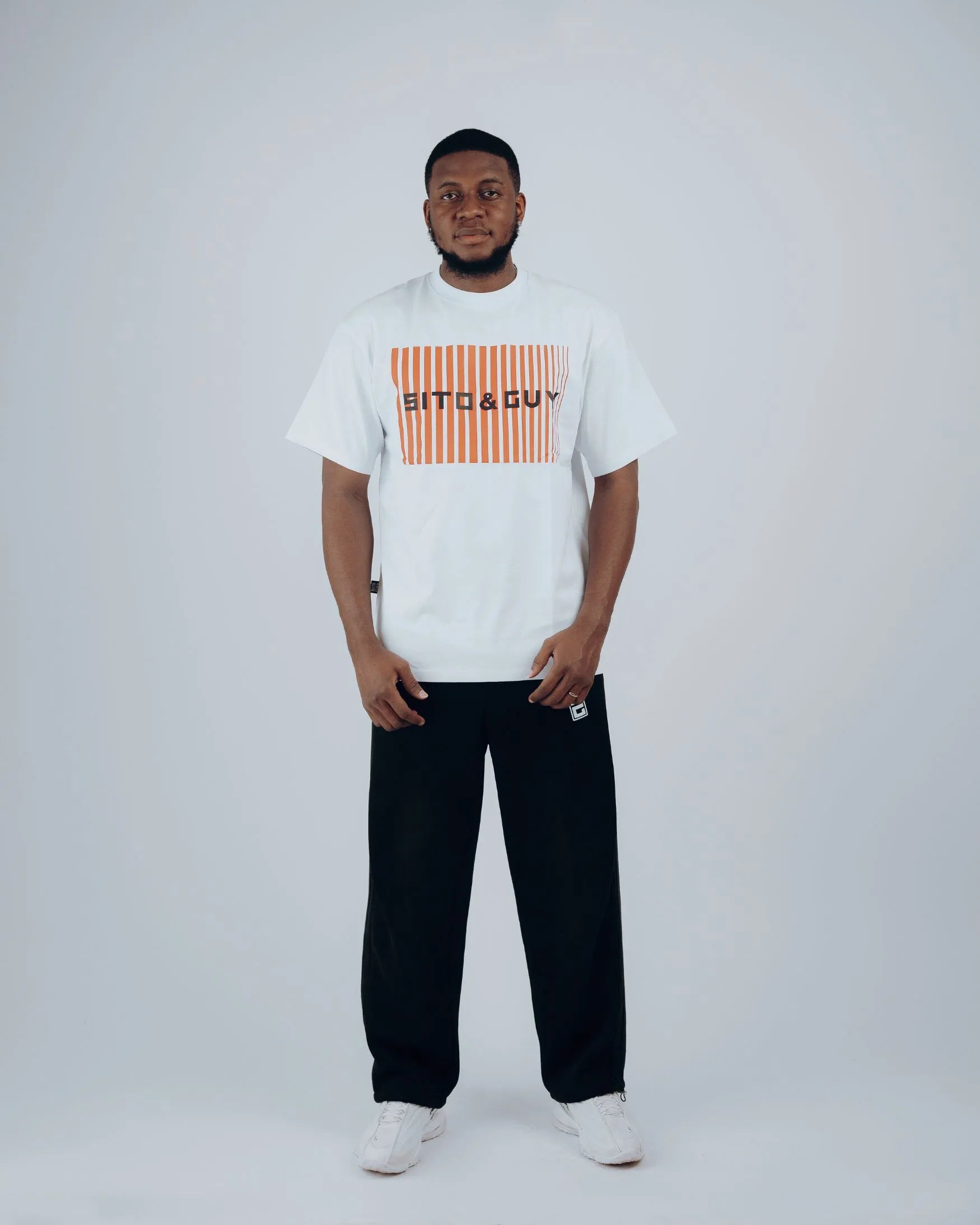 Red Gradient Grid T-Shirt in White